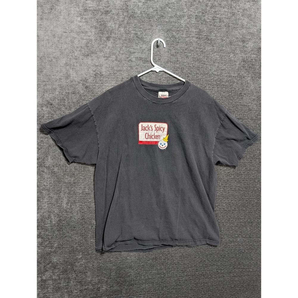 Vintage Jack in the Box Jacks Spicy Chicken T-Shirt XL Faded Black Stedman Hanes